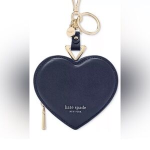 Kate Spade Navy Blue Leather Heart Coin Purse